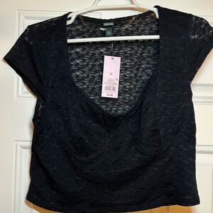 Wild Fable Black Lace Top NWT